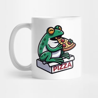 little frog enjoying eating pizza Mug